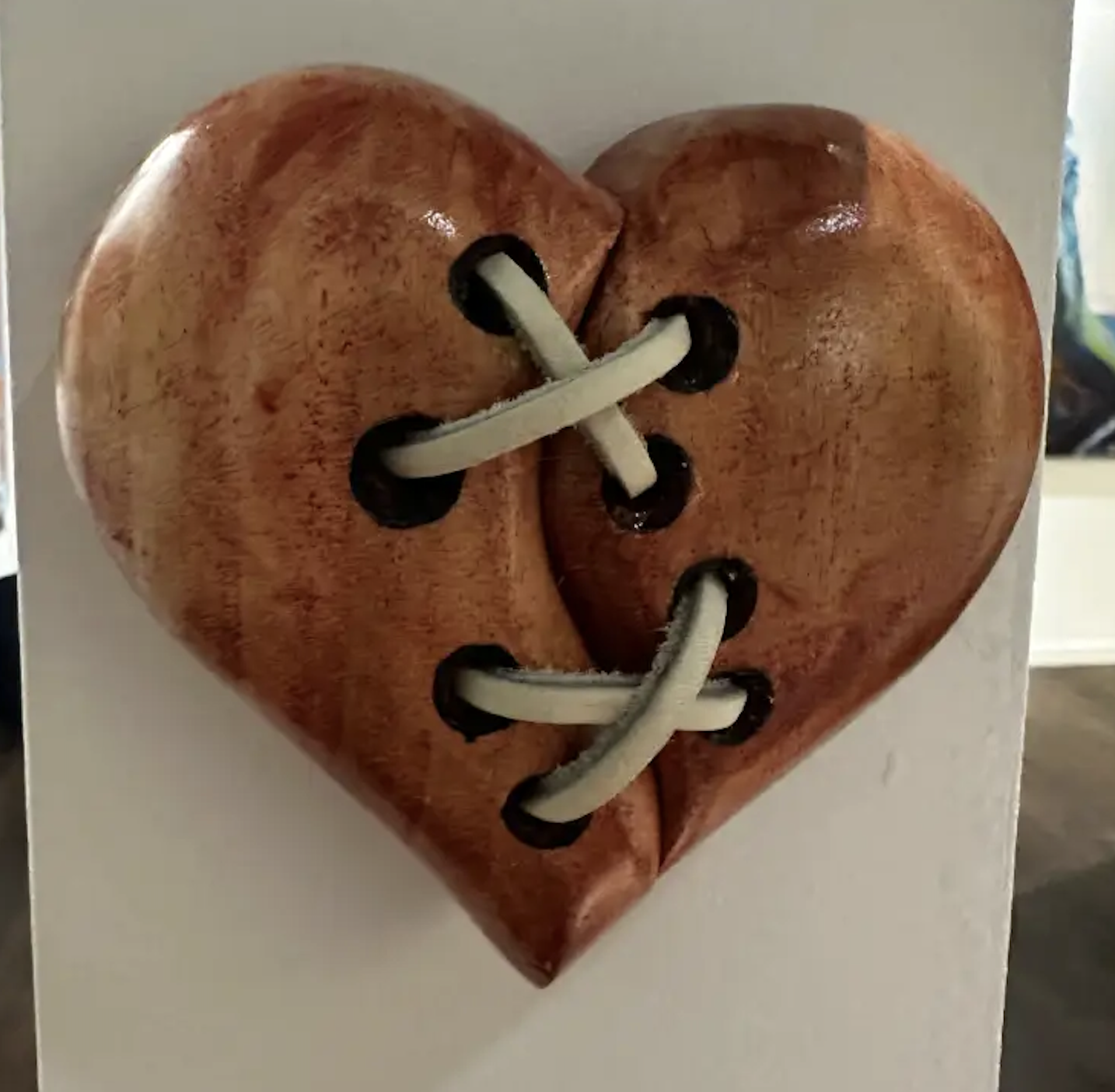 Stitched Red Maple Heart Carving