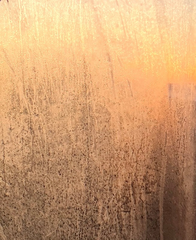 Condensation and Light on Glass at Dusk